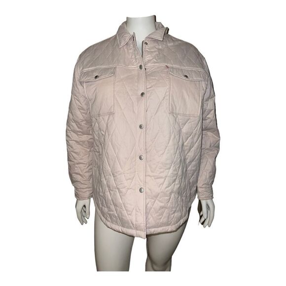 Levi's Women's Quilted Shirt Jacket Shacket Peach Blossom Pink Plus Size XXL NWT - Picture 2 of 9